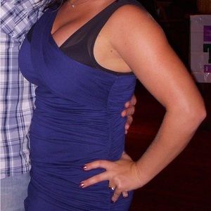 Express Midi Bodycon Ruched Mesh Sleeveless Dress